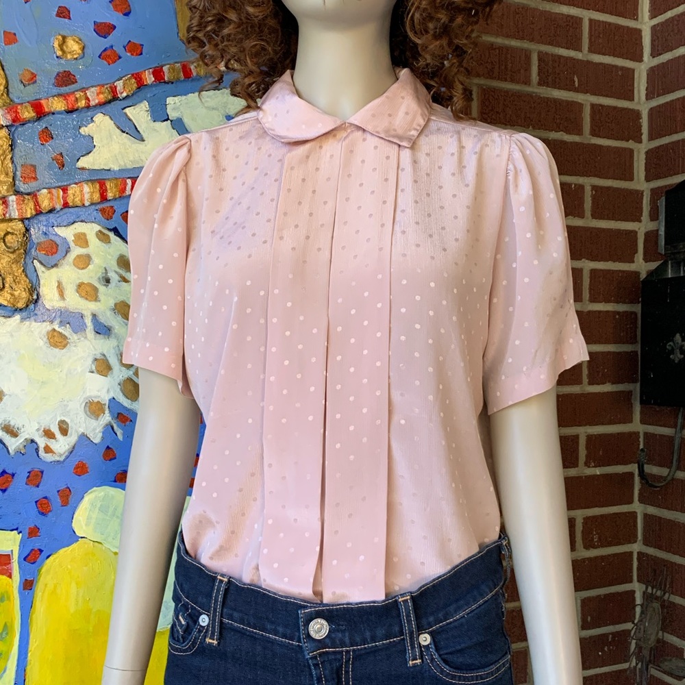 Vintage Laura Mae Blush Polka Dot Top